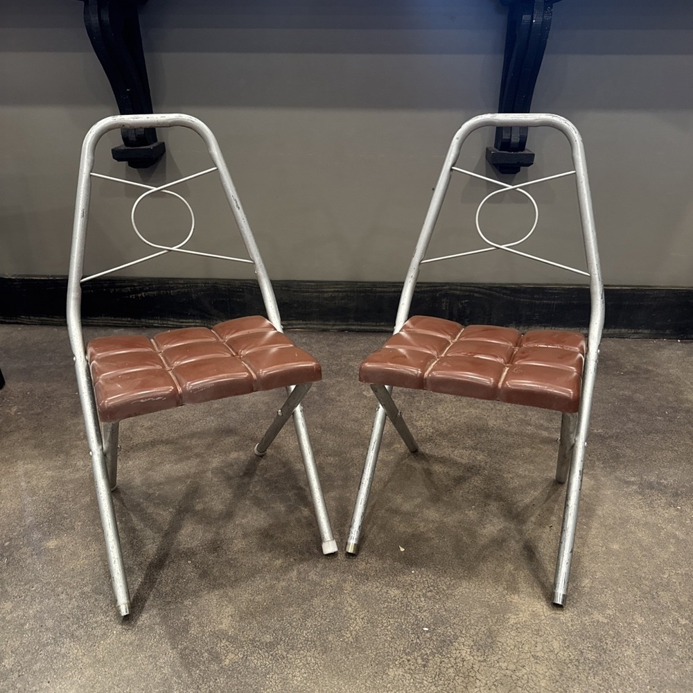 Two Vintage Kid's MCM Kidee Krome Children's School Chair Brown